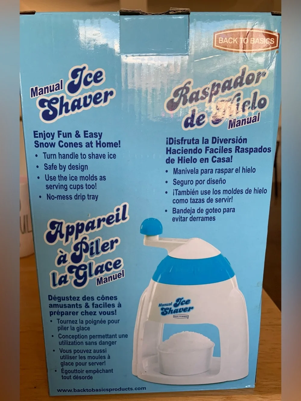 Back2Basics Manual Ice Shaver - Blue & White